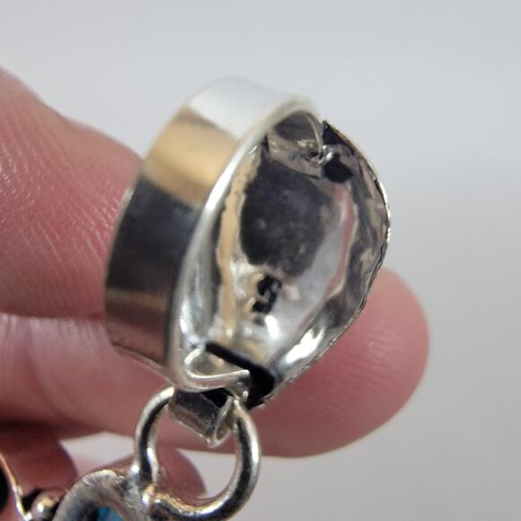 Sodalite Pendant Necklace – With Blue Topaz Accents + 20" Sterling Silver Chain - Picture 5 of 10